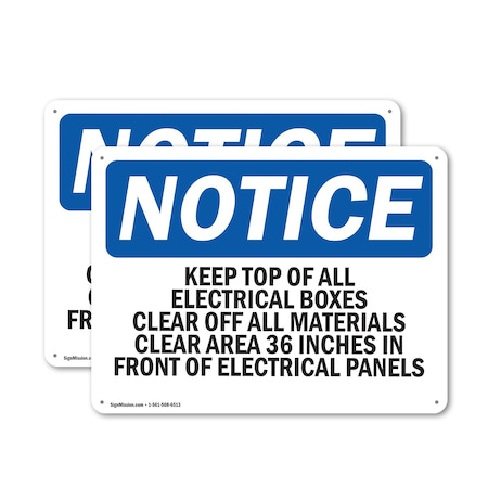 Signmission Keep Top Of All Electrical Boxes Clear Of, 10 in W x Rectangle, Aluminum OS-2PACK-NS-A-710-L-13879